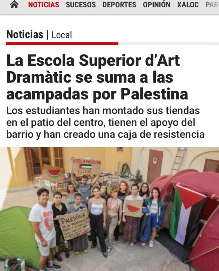Bona tarda.Des de l’associació d’alumnes de l’ESADIB comuniquem oficialment l’aixecada de l’acampada per Palestina ini…