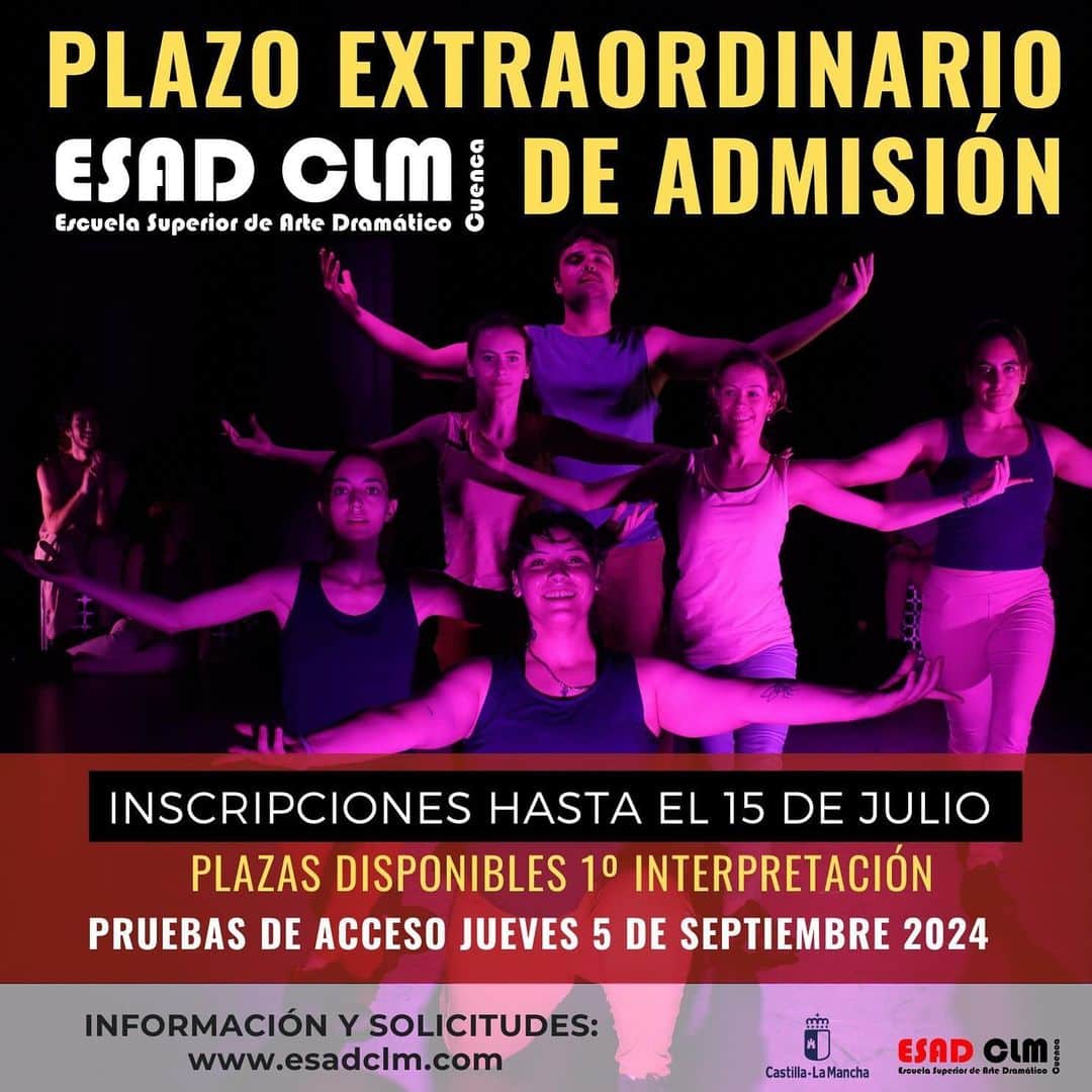 📣 Abierto plazo extraordinario de admisión en la ESAD de Cuenca ‼️ 

☀️ No te quedes con las ganas 🎭

✅ Todos los deta…