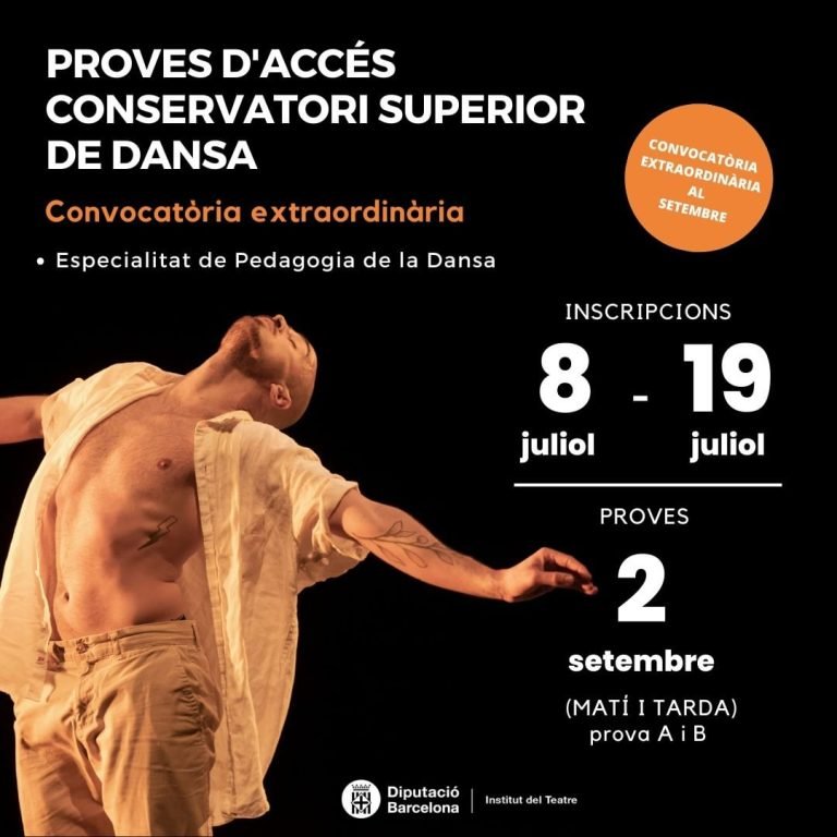 El Conservatori Superior de Dansa (CSD) de l’Institut del Teatre convoca proves d’accés extraordinàries per al curs 2024…
