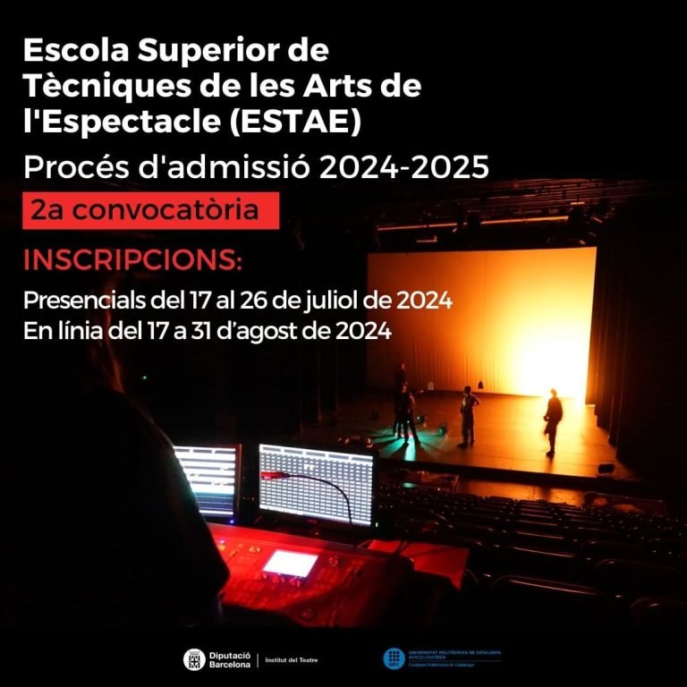 L’Escola Superior de Tècniques de les Arts de l’Espectacle @estaeit obre una segona convocatòria d’admissions pel curs 2…