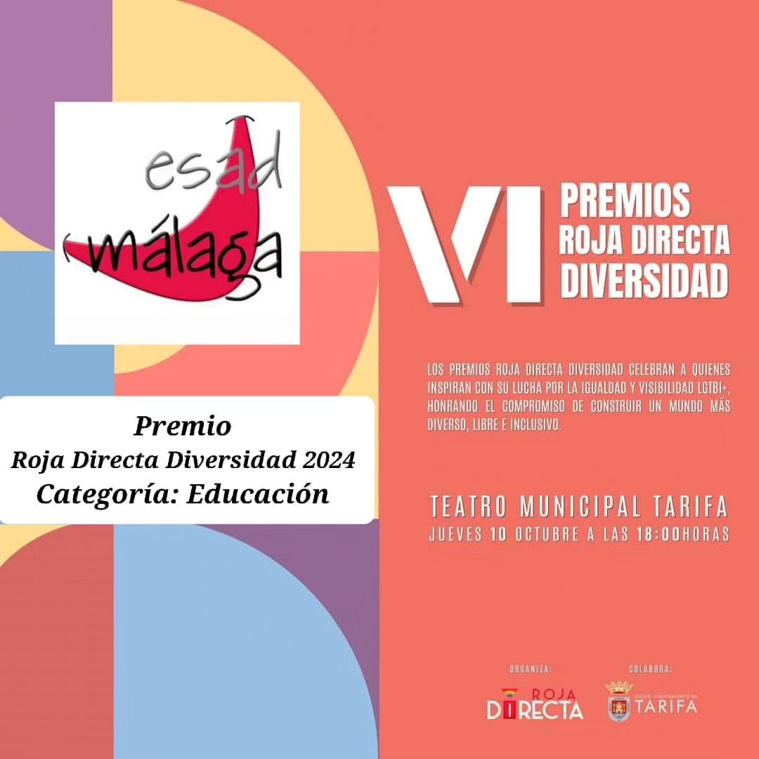 🔊Comenzamos el curso con una gran noticia: 

🎭ESAD Málaga, Premio Roja Directa Diversidad 2024, categoría: Educación.
…