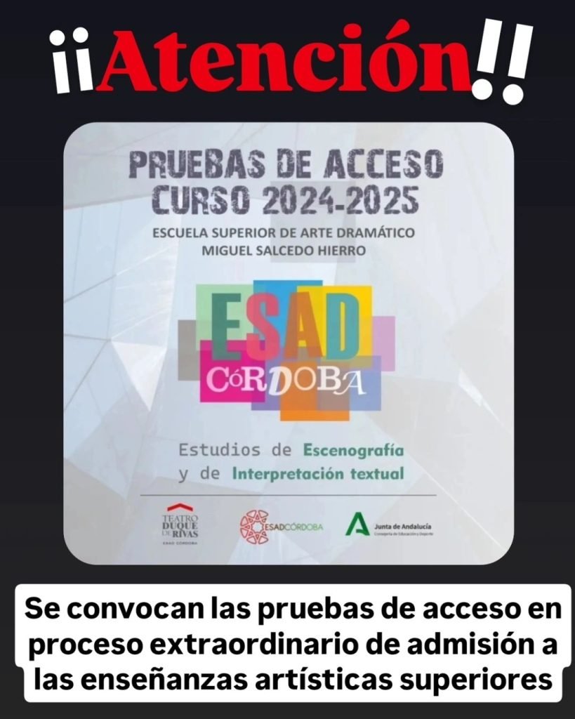 El plazo de solicitudes es el 26 y 27 de septiembre. Ven a la Esad de Córdoba a cumplir tú sueño. Estudios de escenograf…