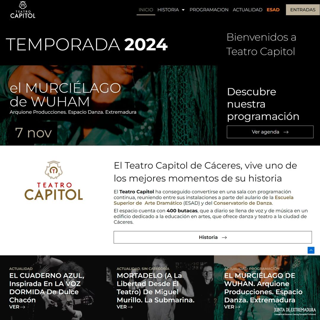 🎭 PRESENTACIÓN WEB TEATRO CAPITOL 

La Escuela Superior de Arte Dramático de Extremadura estrena la nueva Web para que …