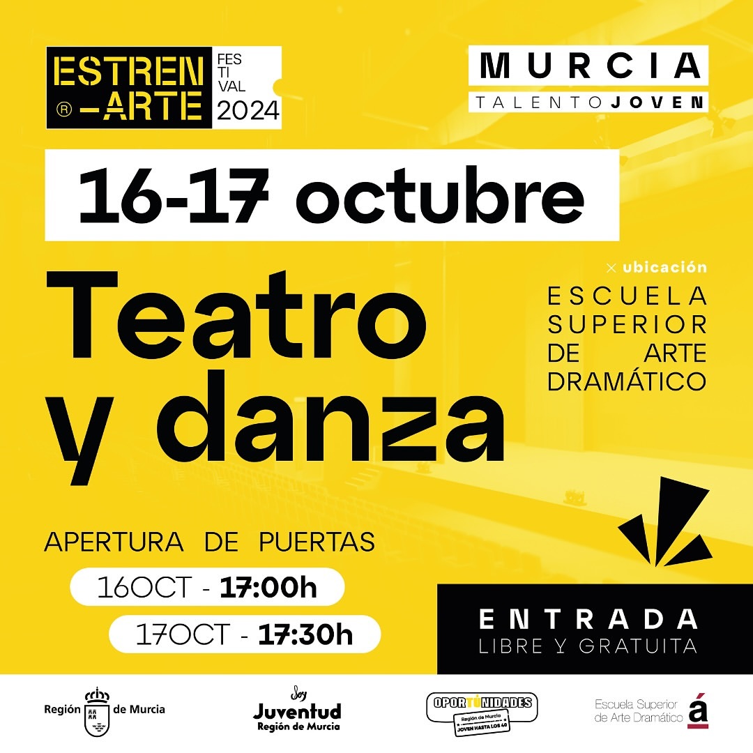 ✨¡El Festival Estrenarte (@festival_jovenes) llega a la Región de Murcia! 🎭🎨

Este festival, organizado por la Direcci…