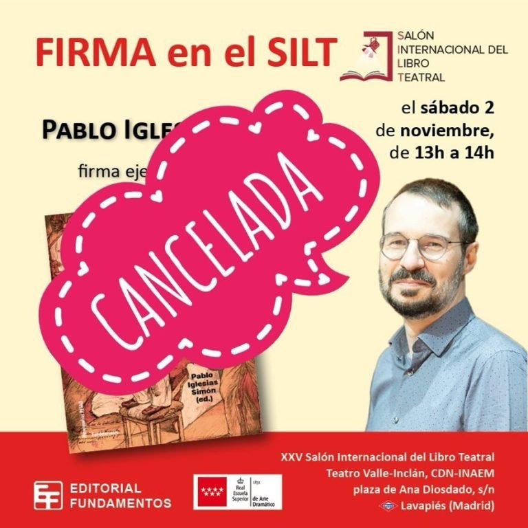Anunciamos la cancelación de la firma de “Los Meininger y el nacimiento de la dirección escénica”, que iba a tener lugar…