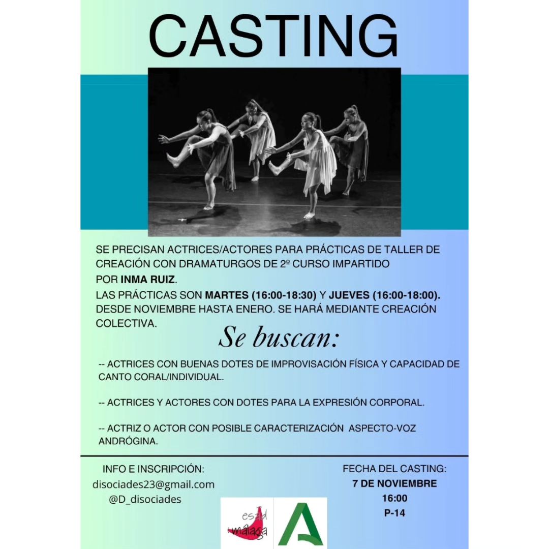 🎭CASTING DE 2º DE DRAMATURGIA. 🔊Se buscan actores y actrices para trabajar tres piezas de teatro documental de diferen…