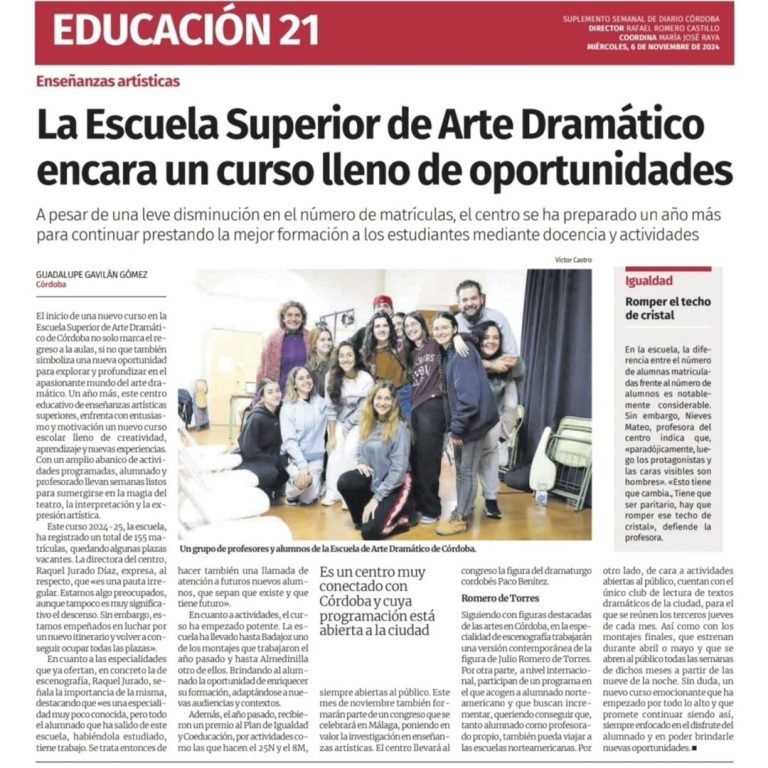 Reportaje completo el @diario_cordoba https://www.diariocordoba.com/educacion/2024/11/06/escuela-superior-arte-dramatico…