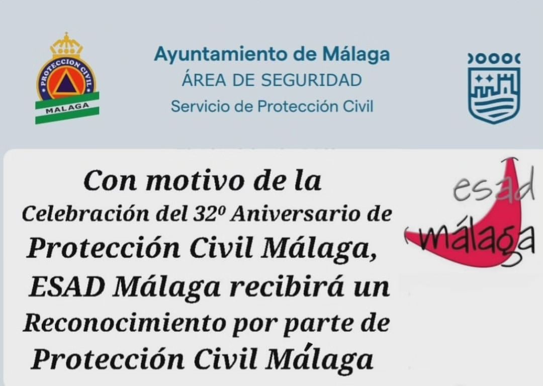 🎭 RECONOCIMIENTO. 🔊ESAD Málaga recibirá un reconocimiento de Protección Civil Málaga en su gala del 32⁰ Aniversario. ❤…