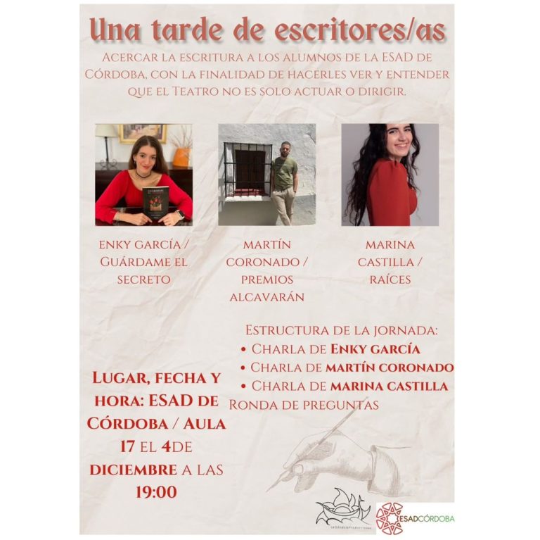 -Una tarde de escritores/as- 4 de diciembre a las 19h Aula 17