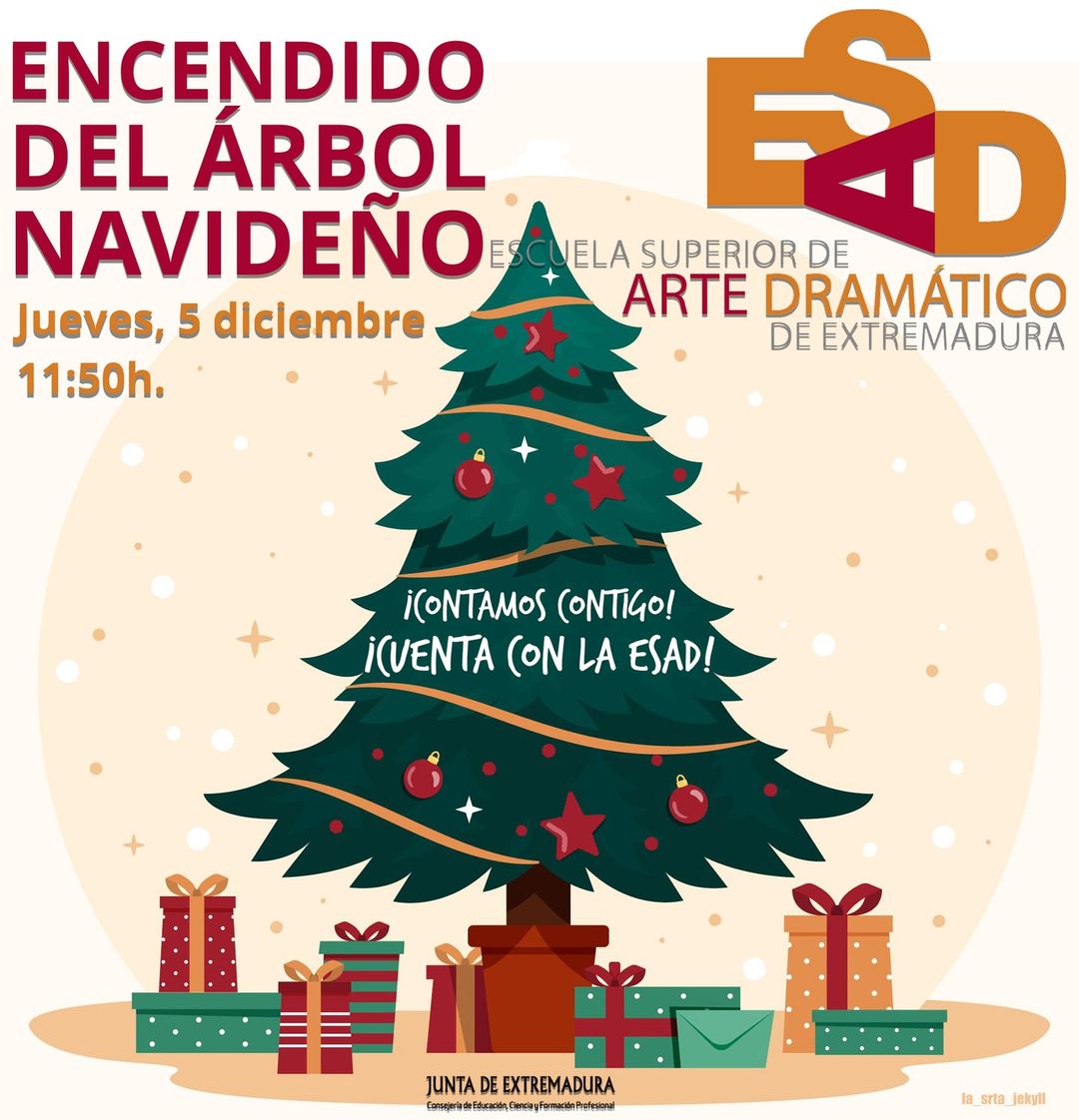 🎭ENCENDIDO ÁRBOL NAVIDEÑO. 📅Jueves 5 diciembre 🕖 11:50h. 📍Junto a «Cacereño» 📣Estimada comunidad educativa de la ES…