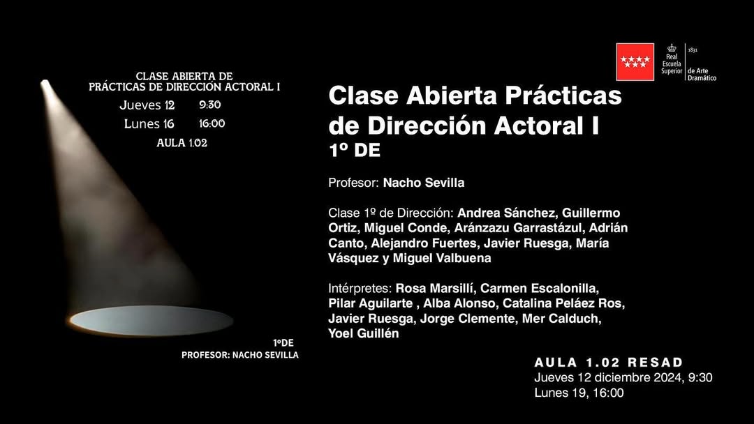 🎭✨ CLASE ABIERTA – Prácticas de Dirección Actoral I Los estudiantes de 1° de Dirección Escénica muestran el trabajo des…