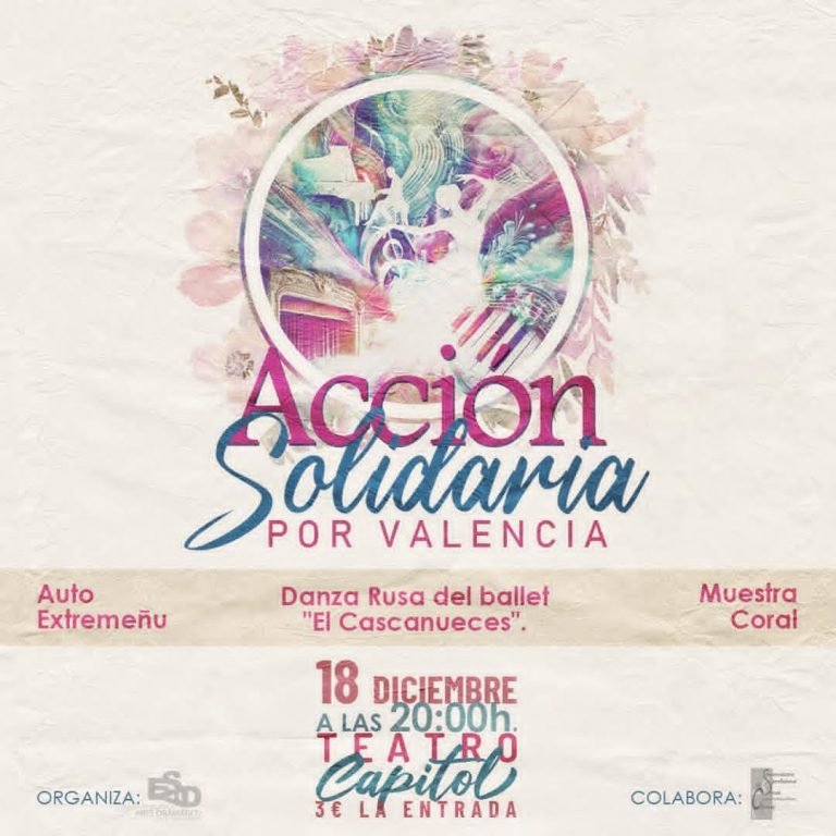 🎭MUESTRA SOLIDARIA POR VALENCIA ❤️ 📅 Miércoles, 18 diciembre. 🕖 20:00h. 📍Teatro Capitol de Cáceres. 💰3€ 📣Nos compl… 🎭MUESTRA SOLIDARIA POR VALENCIA ❤️ 📅 Miércoles, 18 diciembre. 🕖 20:00h. 📍Teatro Capitol de Cáceres. 💰3€ 📣Nos compl…