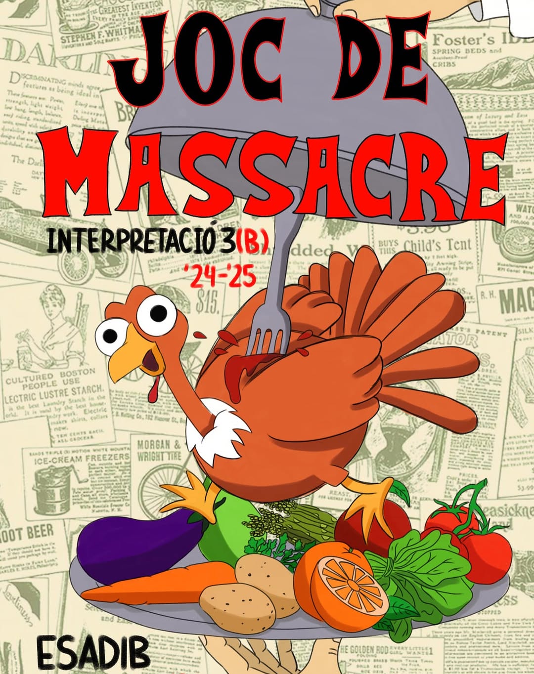 Joc de Massacre d’Eugène Ionesco Presentació del taller de l’assignatura Interpretació III del grup 3R B, curs 2024-25 E…