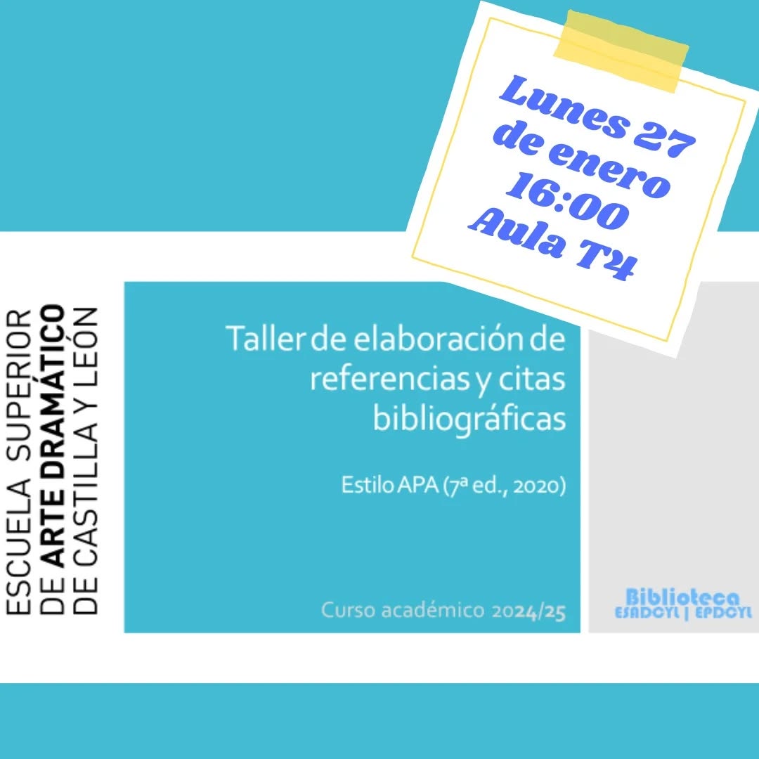 El próximo lunes 27 de enero, a las 16:00 y en el aula T4 se imparte el Taller de elaboración de referencias y citas bib…