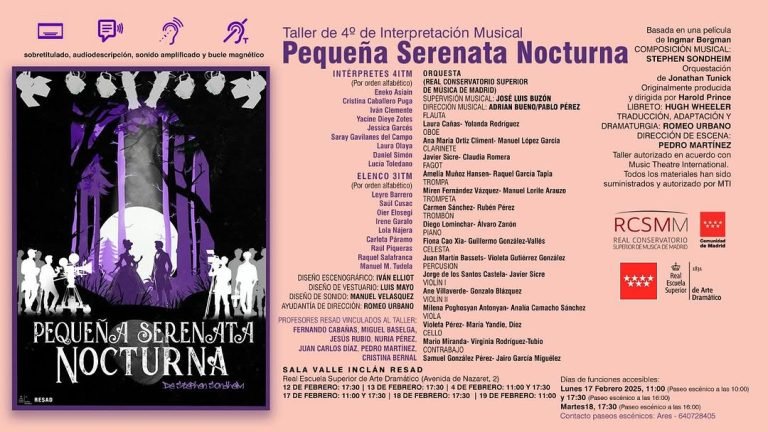 PEQUEÑA SERENATA NOCTURNA 🎶 📢 Llega a la RESAD este montaje de 4º de Interpretación de Teatro Musical, basado en una p…