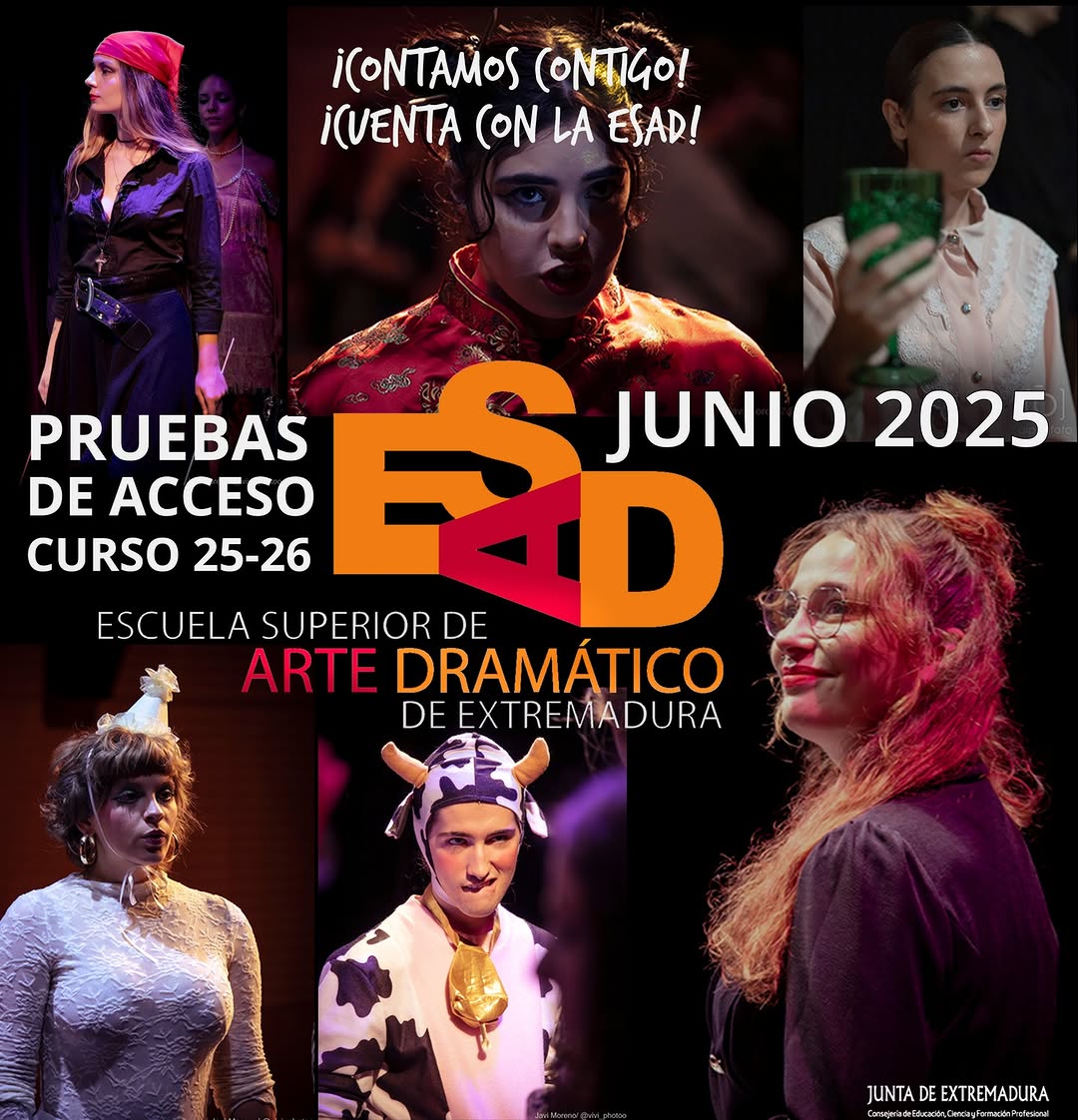 🎭 PRUEBAS DE ACCESO CURSO 2025-2026 📣¡Si quieres estudiar con nosotros en la ESAD de Extremadura, te recordamos que es…