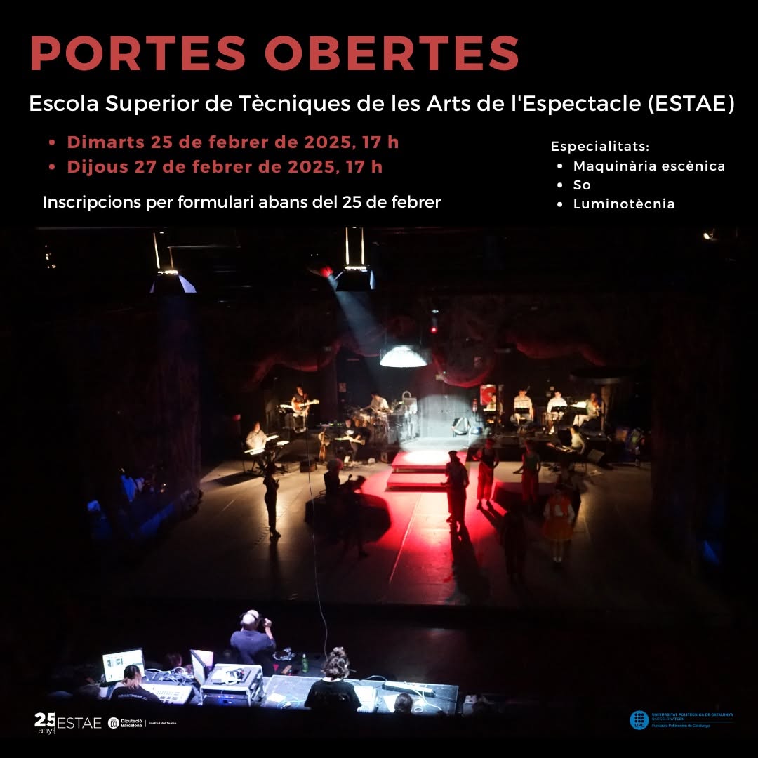 Els dies 25 i 27 de febrer, a les 17 h, l’Escola Superior de Tècniques de les Arts de l’Espectacle (ESTAE) @estaeit cele…