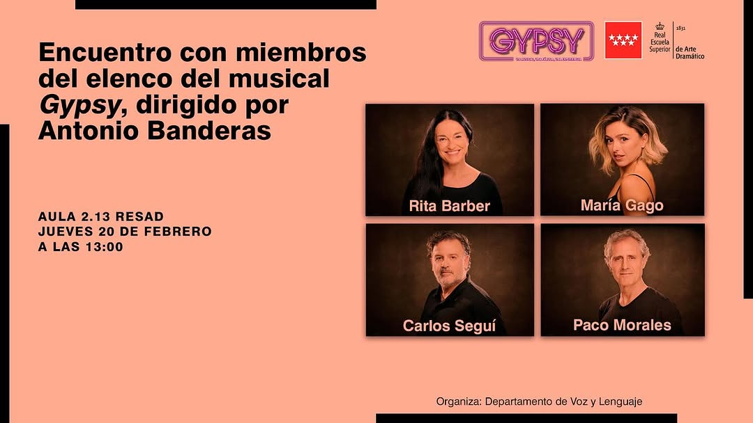 🎭 Encuentro con el elenco de “Gypsy” en la RESAD 🎭 El próximo jueves 20 de febrero a las 13:00, la RESAD abre sus puer…