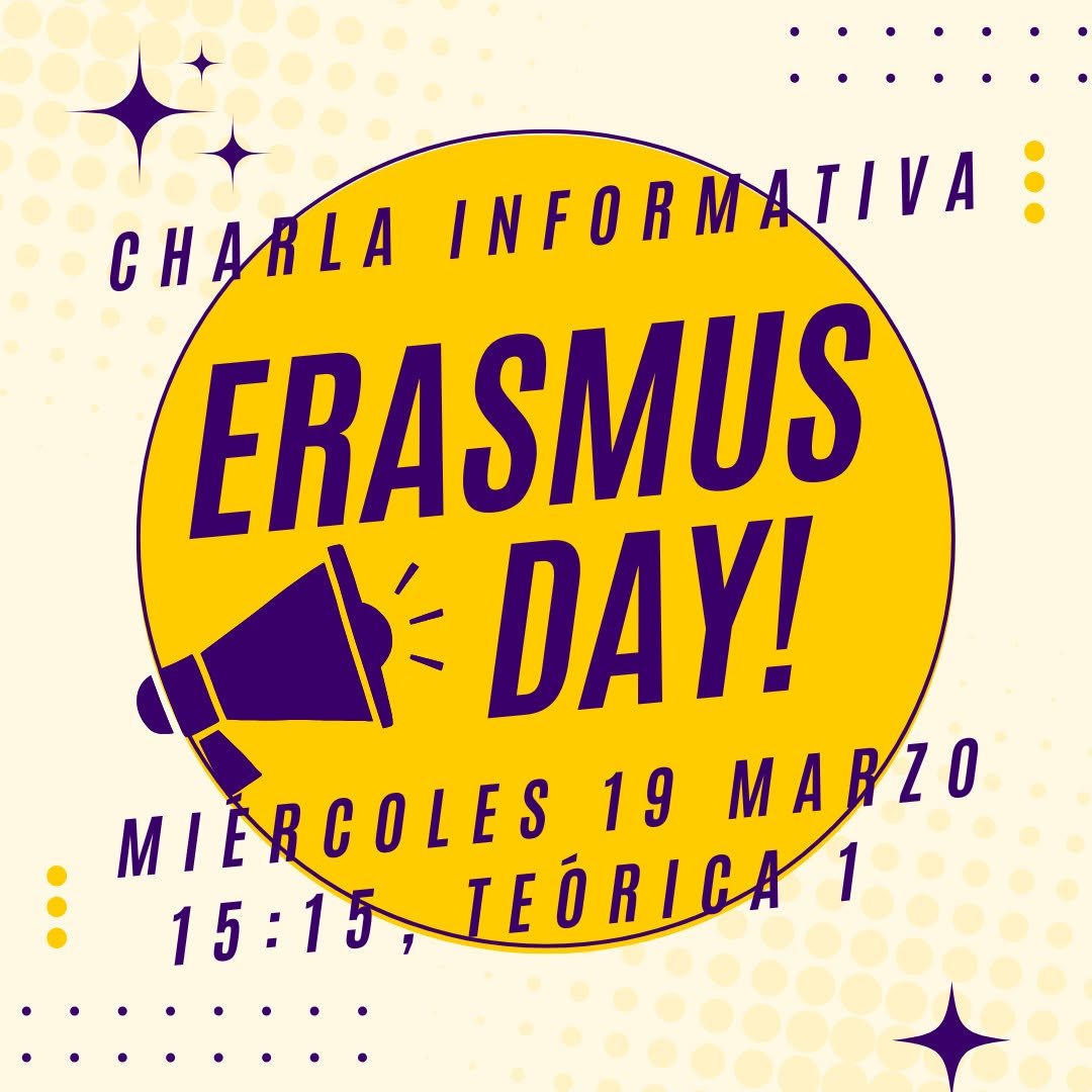 ¡Reunión informativa ERASMUS! EL próximo miércoles 19 a las 15.15 horas en el aula Teórica 1 tendrá lugar una reunión in…