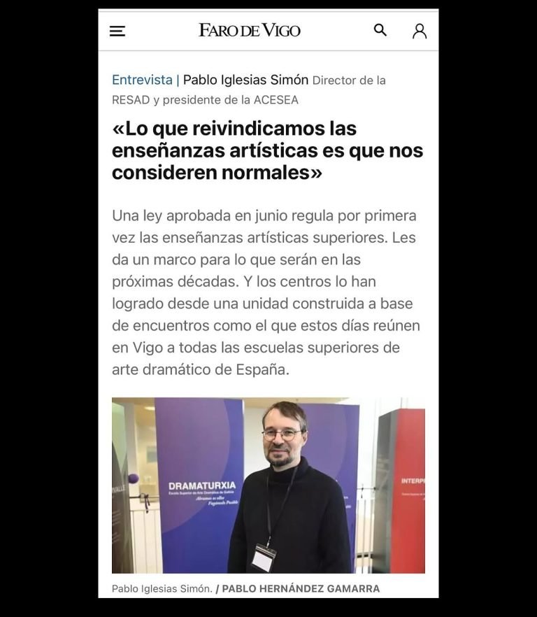 Hoy el @farodevigo publica en papel y en su página web esta entrevista con nuestro director, Pablo Iglesias Simón, quien…