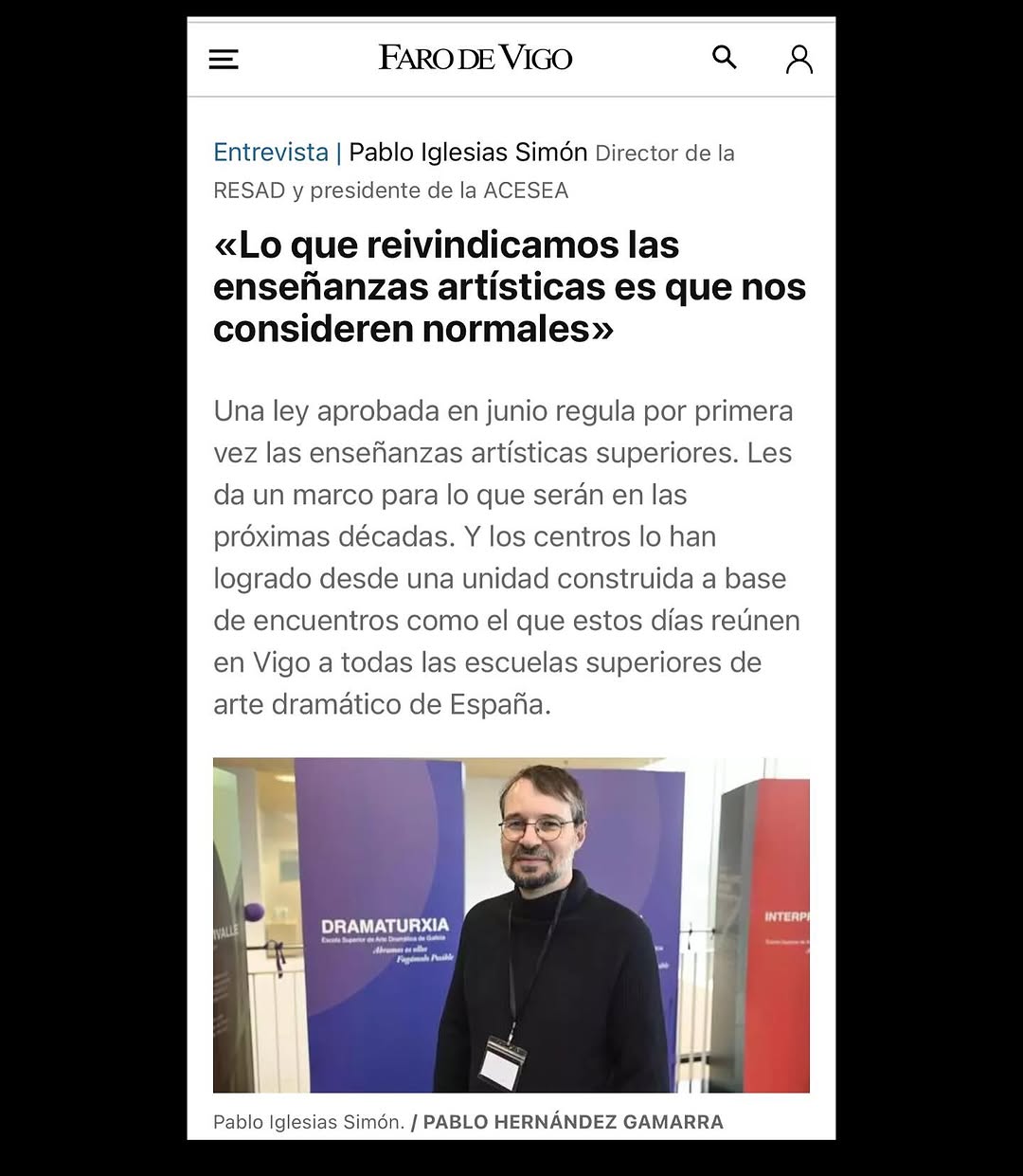 Hoy el @farodevigo publica en papel y en su página web esta entrevista con nuestro director, Pablo Iglesias Simón, quien…