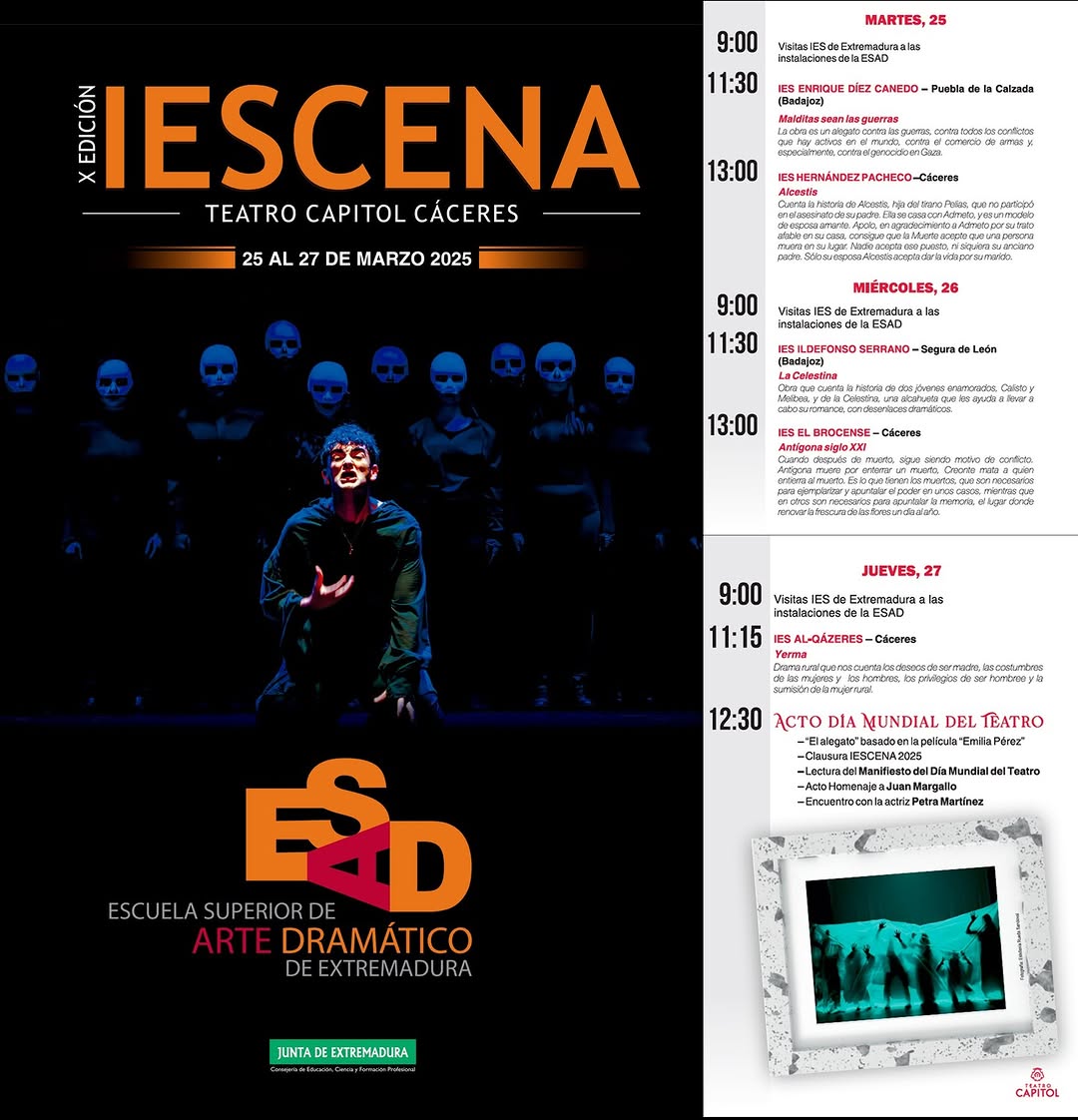 📣Mañana 25 de marzo comienza la décima edición del Festival IESCENA, que se extenderá hasta el 27 de marzo. El festival…