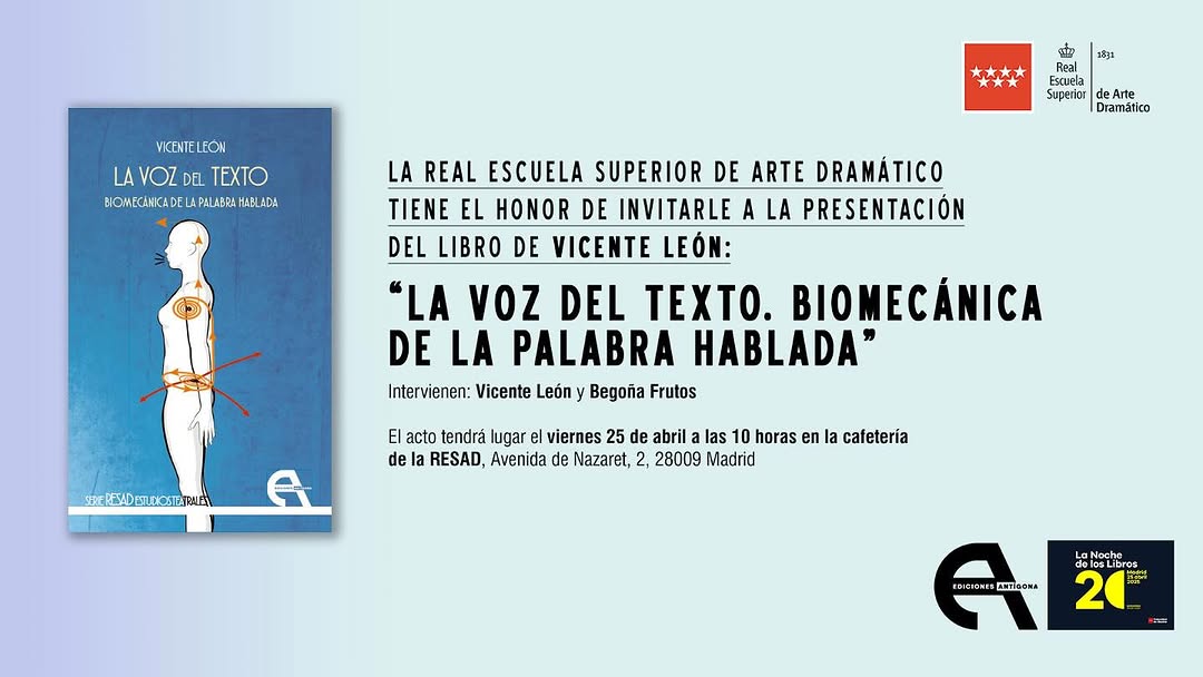 Con motivo de La Noche de los Libros: 📖 Presentamos La voz del texto. Biomecánica de la palabra hablada ✍️ Escrito por …