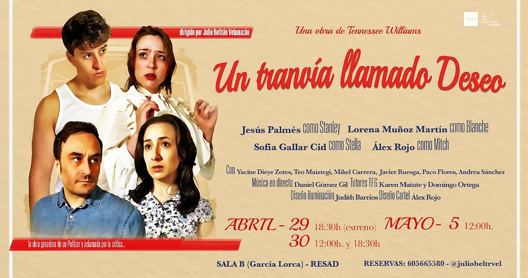 🚋 UN TRANVÍA LLAMADO DESEO de Tennessee Williams 🎬 Dirección: Julio Beltrán Velamazán 🎭 Con: Jesús Palmés, Lorena Muñ…