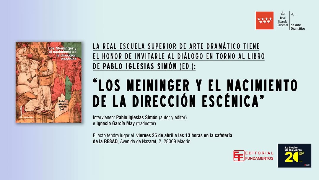 Con motivo de La Noche de los Libros… Os esperamos en un encuentro muy especial: 📚 Los Meininger y el nacimiento de la …