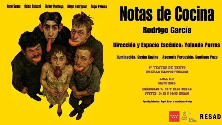 🍽️ NOTAS DE COCINA, de Rodrigo García 🎭 Taller de 3º de Interpretación Textual – Nuevas Dramaturgias 📍 Aula 2.11