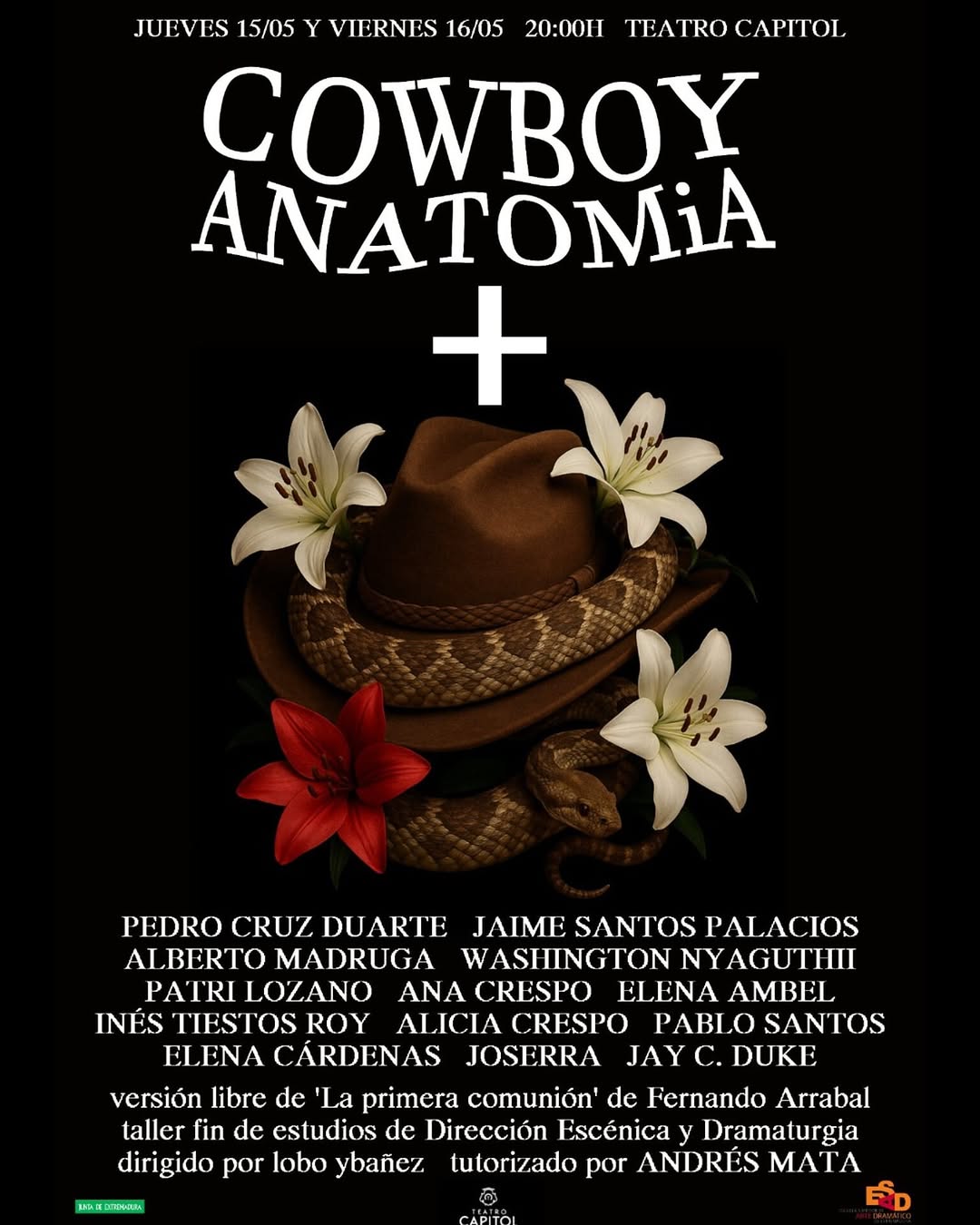 🎭TALLER FIN DE ESTUDIOS DIRECCIÓN ESCÉNICA Y DRAMATURGIA. Curso 2024-2025 COWBOY ANATOMiA + 📅 jueves 15 y viernes 16 m…