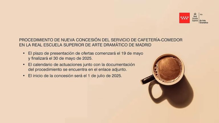 🔔 Abierto el procedimiento para la NUEVA CONCESIÓN del servicio de CAFETERÍA en la RESAD 🍽️ 🗓️ Plazo para presentar o…