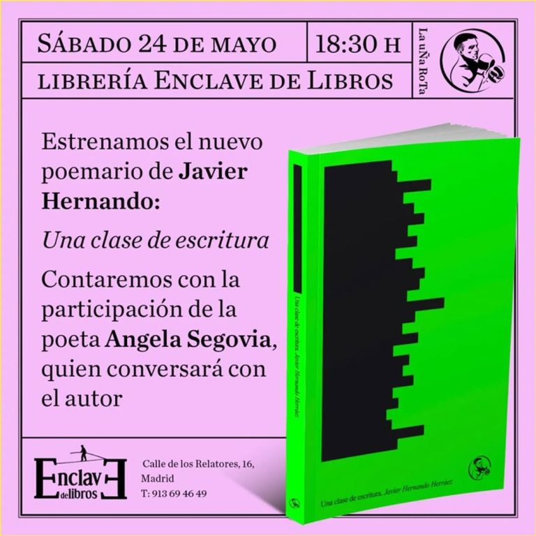 🎉 Nuestro profesor y secretario, Javier Hernando @laextraterrestre , presenta su nuevo libro «Una clase de escritura», …