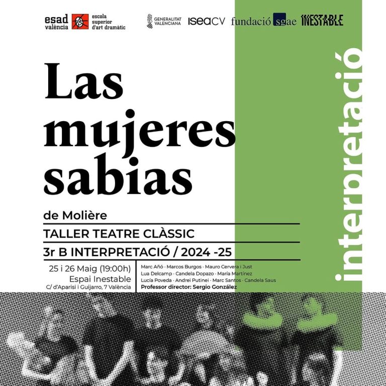 Arriba a @espainestable “Las mujeres sabias”! 🟢 L’obra de Molière dirigida pel professor Sergio González i interpretada…