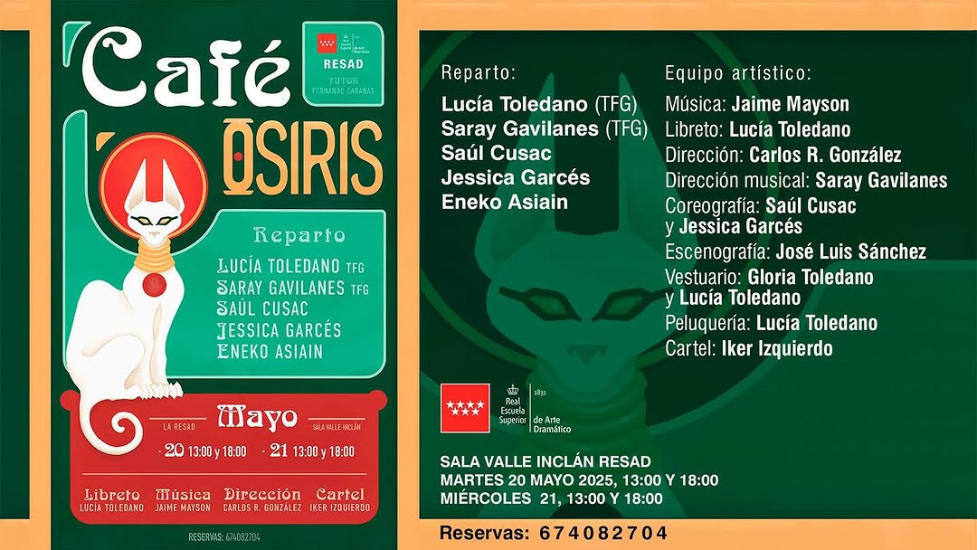 ☕🎭 CAFÉ OSIRIS Trabajo Fin de Grado de Lucía Toledano y Saray Gavilanes 🗓️ 20 y 21 de mayo ⏰ 13:00 y 18:00 📍Sala Vall…