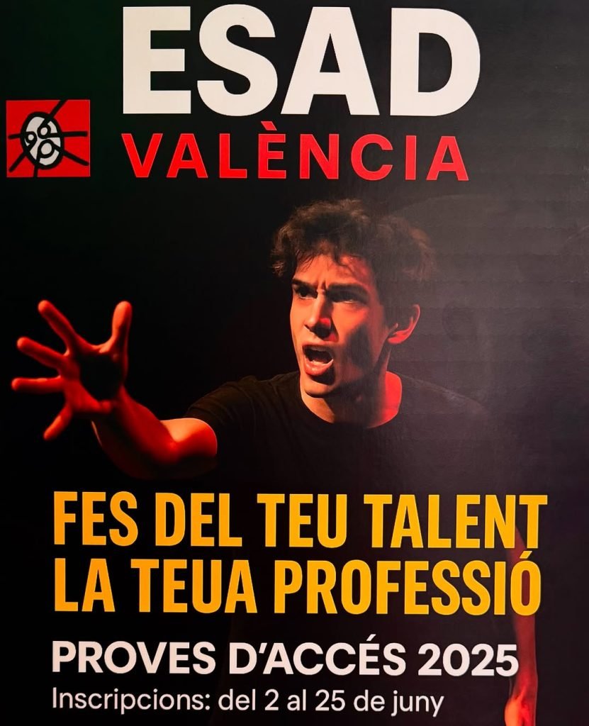 Recorda! Des de hui ja pots apuntar-te a les proves d’accés de l’ESADV 2025! 🙌 Forma’t en interpretació, direcció escèn…