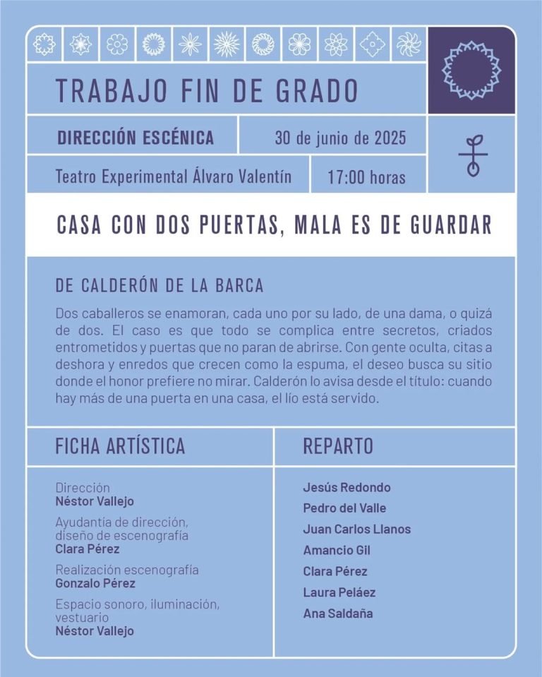 🎭✨ ¡Presentaciones de TFG en ESADCYL! 📅 Lunes, 30 de junio Casa con dos puertas, mala es de guardar– Néstor Fernando V…