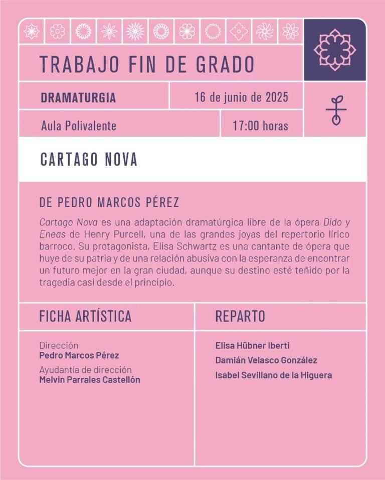 🎭 Del 16 de junio al 3 de julio de 2025 te esperamos en la presentación de los Trabajos Fin de Grado de la especialidad…