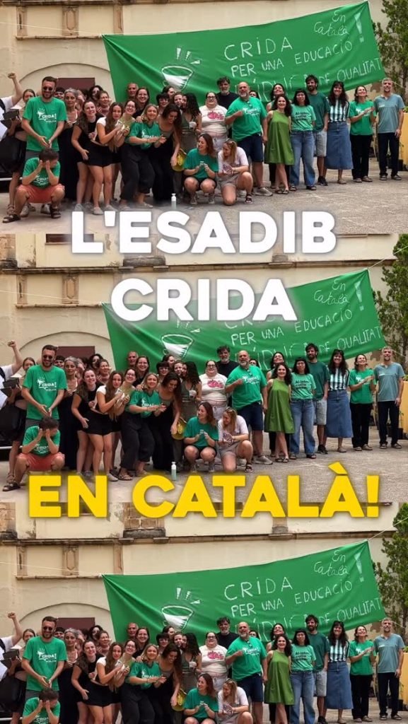 PER UNA ESCOLA PÚBLICA, DE QUALITAT I EN CATALÀ! Els docents de l’ESADIB, amb el suport de la majoria de la comunitat ed…