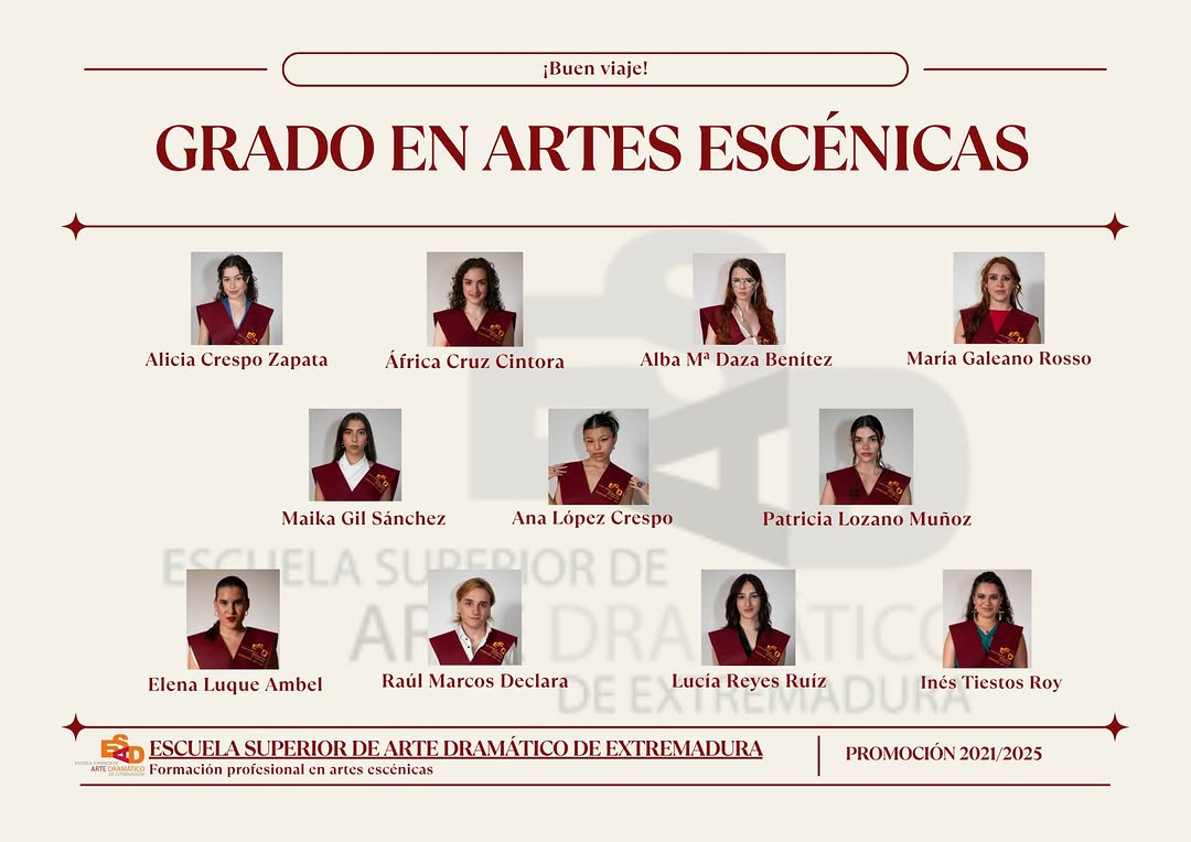 🎭CEREMONIA DE GRADUACIÓN PROMOCIÓN XIV: 2021-2025. ESAD EXTREMADURA 📣Desde la ESAD de Extremadura estamos muy orgullos…