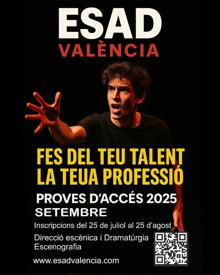 🎭 Tens talent per a les arts escèniques? Fes del teu somni la teua professió! 🌟 📢 A l’ESAD València obrim el període …