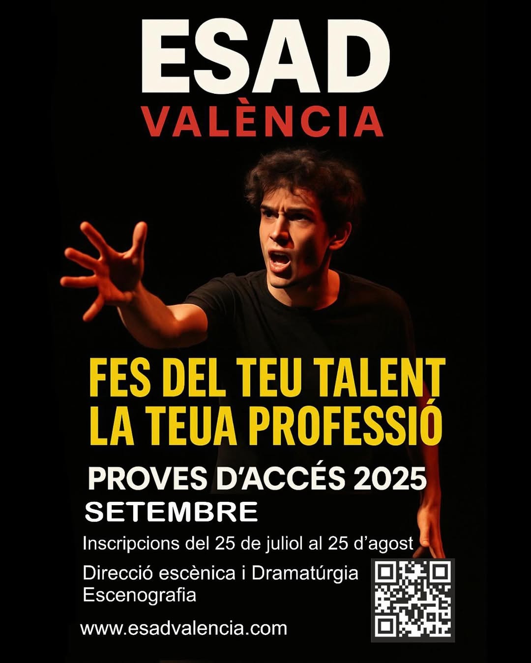 🎭 Tens talent per a les arts escèniques? Fes del teu somni la teua professió! 🌟 📢 A l’ESAD València obrim el període …