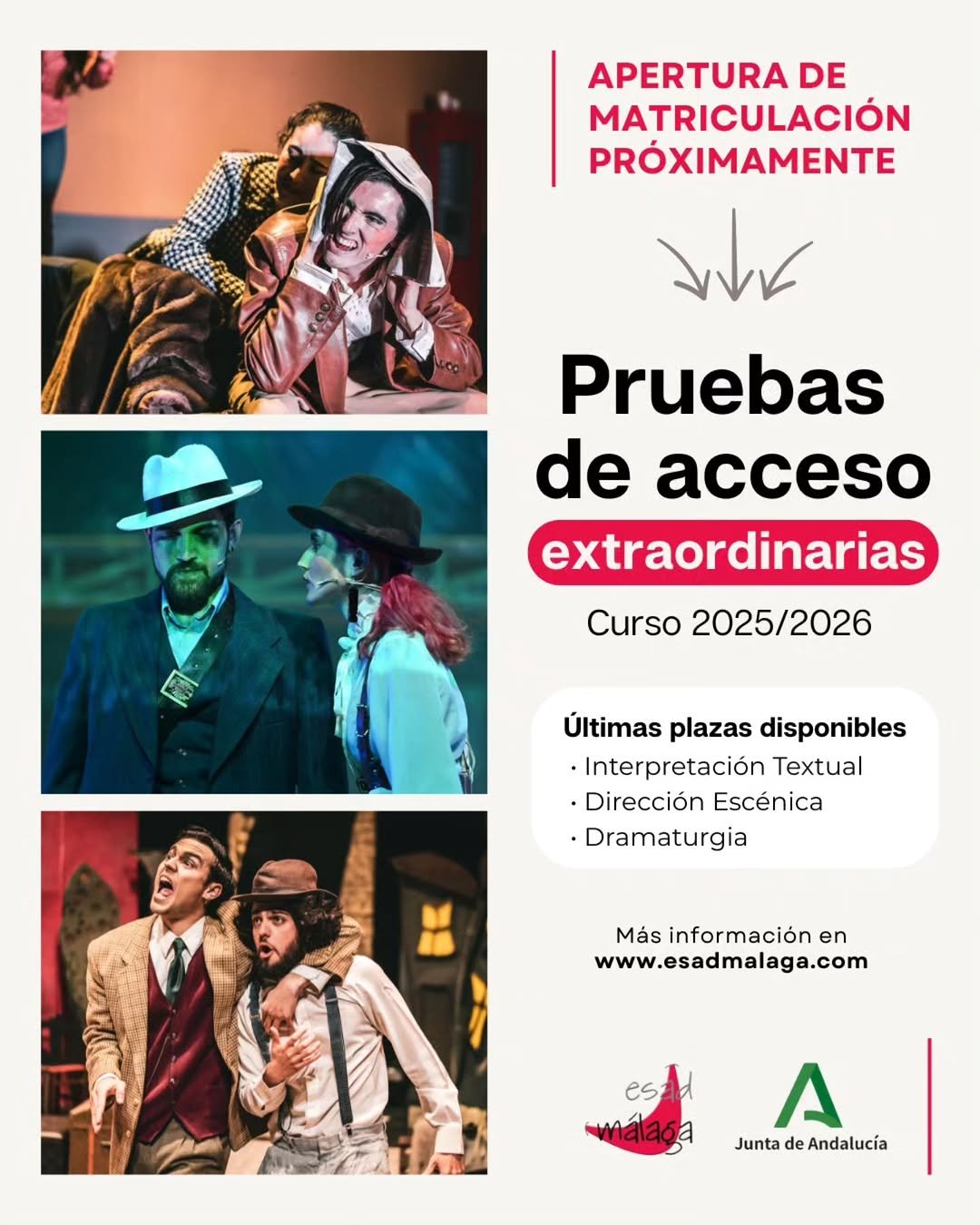 📣 🎭 ¡Muy pronto se abrirá el plazo de matriculación para las pruebas de acceso extraordinarias del curso 2025/2026 en …