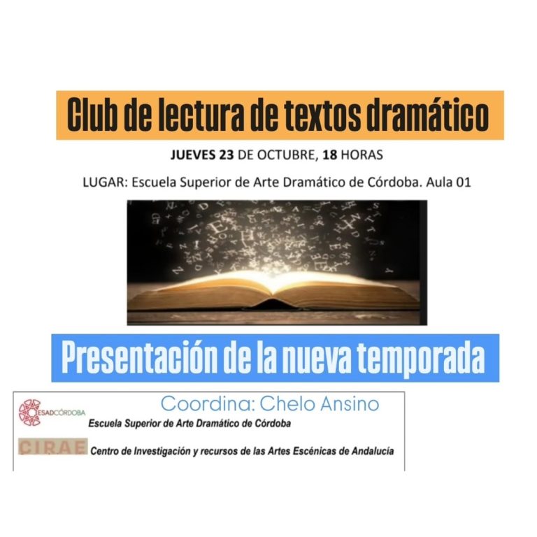 Hoy os presentamos la nueva temporada del Club de lectura de textos dramáticos que coordina nuestra querida Chelo Ansino…