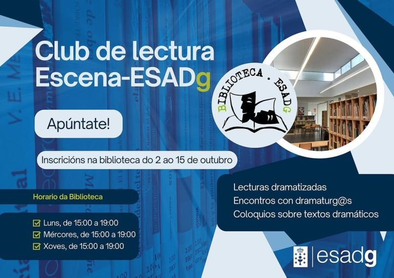 Novas actividades na ESAD de Galicia, abertas a toda a comunidade!!! 📚 📕 📚 Empezan os dous Clubs de lectura! 1. Club …