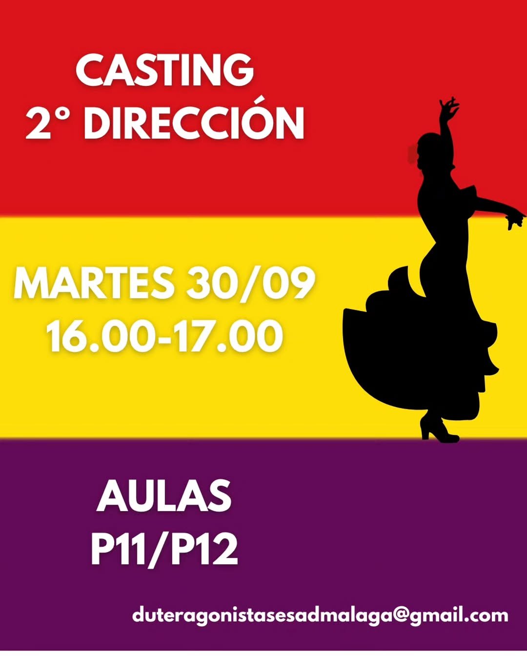 🎬 CASTING – ESAD Málaga 🎬 El alumnado de 2º de Dirección Escénica busca actores y actrices para participar en su prime…