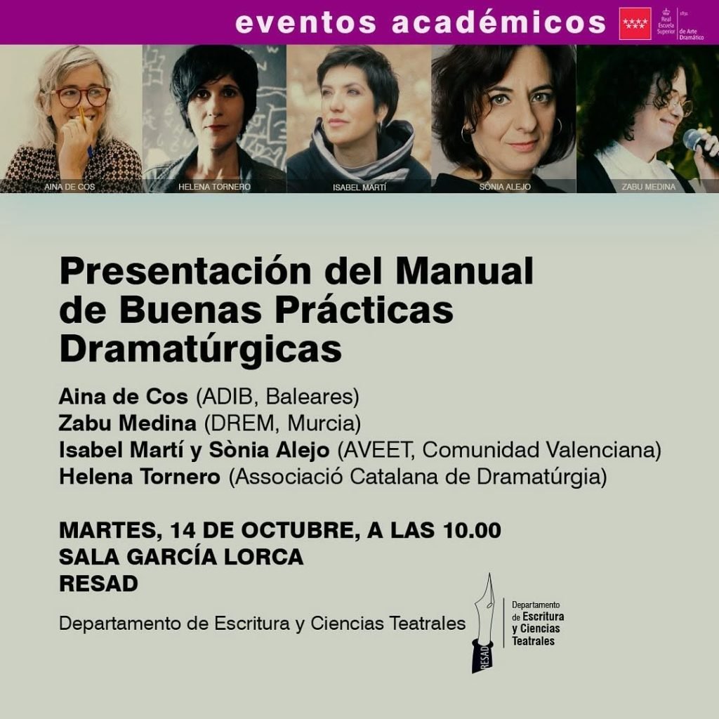 🎭 Presentación del Manual de Buenas Prácticas Dramatúrgicas El próximo martes 14 de octubre a las 10:00 h, te invitamos…