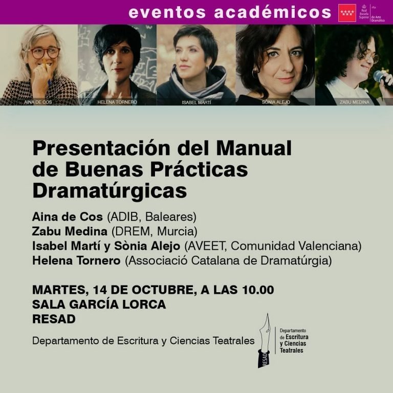 🎭 Presentación del Manual de Buenas Prácticas Dramatúrgicas El próximo martes 14 de octubre a las 10:00 h, te invitamos…