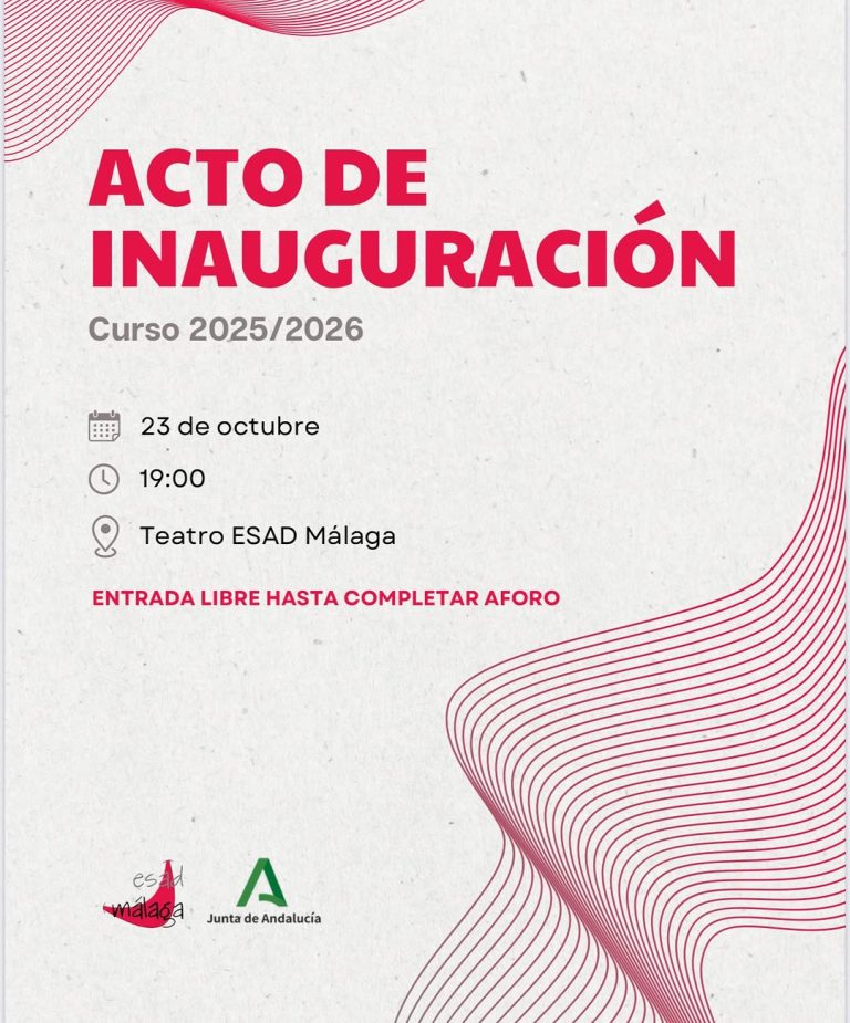 🎭 ACTO DE INAUGURACIÓN DEL CURSO 2025/2026 🎭 📅 Miércoles, 23 de octubre 📍 Teatro de la ESAD Málaga 🕖 19:00 h La ESA…