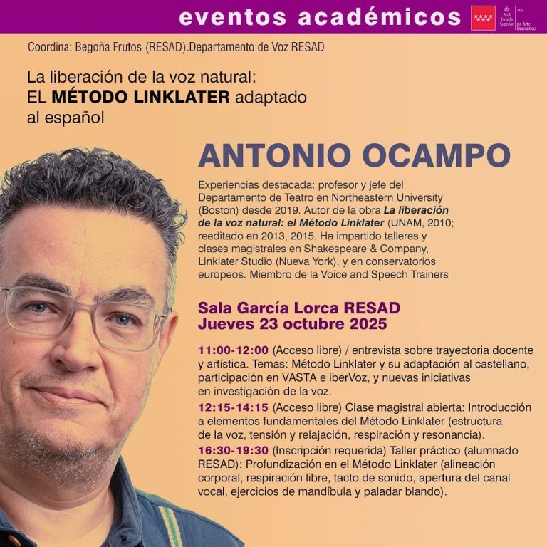 🎭 EVENTO ACADÉMICO | DEPARTAMENTO DE VOZ Y LENGUAJE 🗣️ La liberación de la voz natural: el Método Linklater adaptado a…